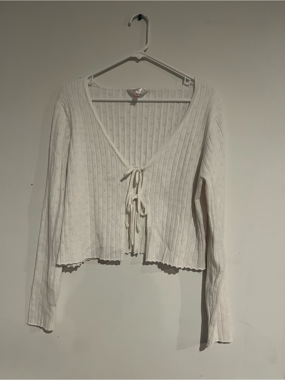 cropped front tying sweater